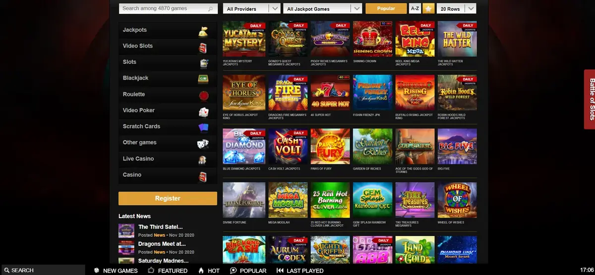 Videoslots screenshot